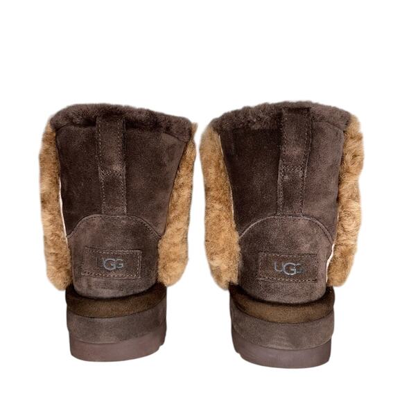 NWOB UGG RARE Chillapeak Brown Suede Fur Ankle Chunky Platform Boots Size 8 - Picture 6 of 12